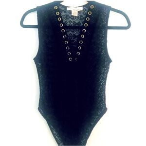 Sans Souci ✦ Velvet Lace Black Bodysuit (S)